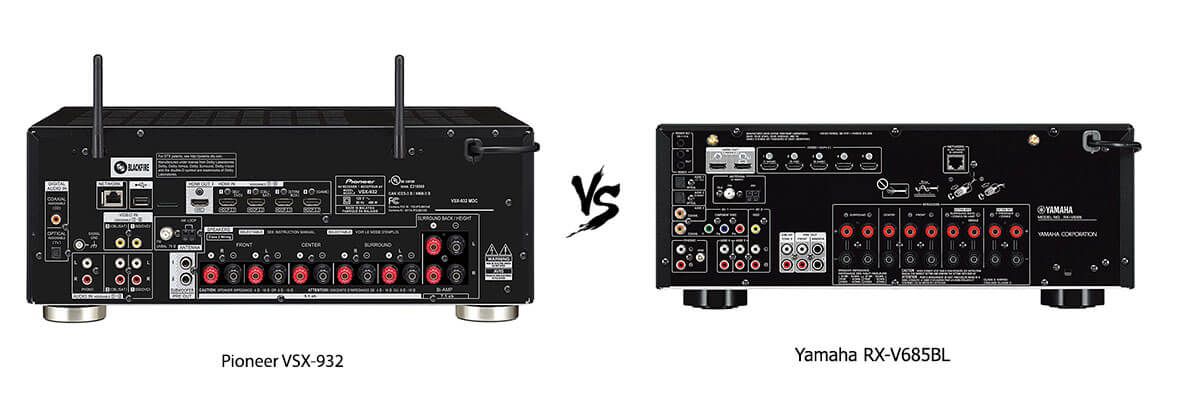 Pioneer VSX-932 vs Yamaha RX-V685BL back