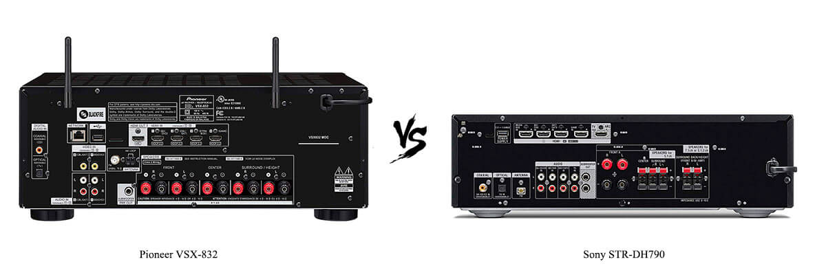 Pioneer VSX-832 vs Sony STR-DH790 back